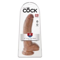 King Cock 9" Cock with Balls in Tan