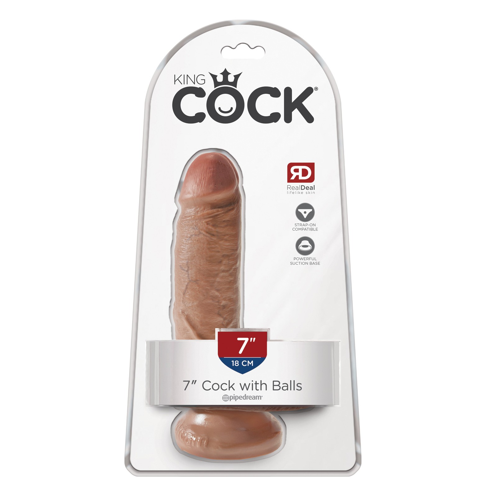 King Cock 7" Pene con Testículos - Tan