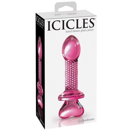 Icicles No. 82 Ribbed Glass Butt Plug Pink