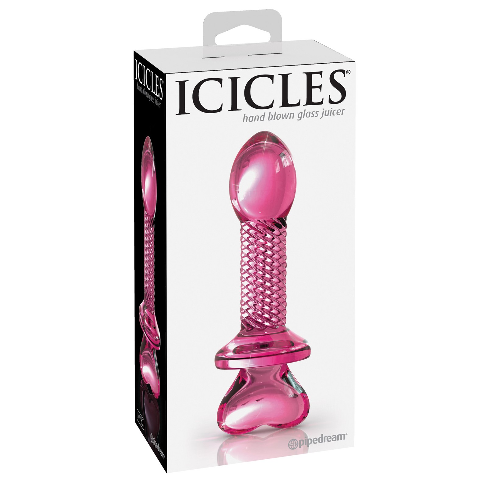 Icicles No. 82 Ribbed Glass Butt Plug Pink