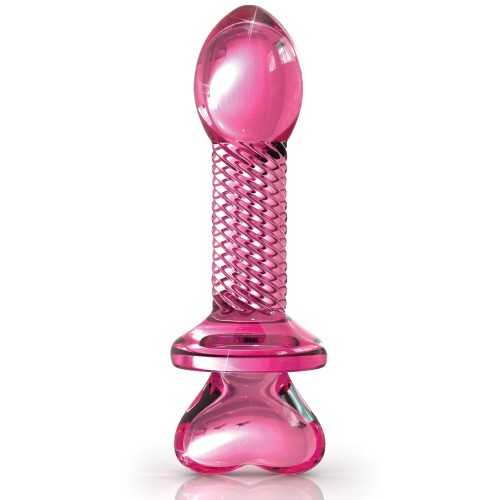 Icicles No. 82 Ribbed Glass Butt Plug Pink