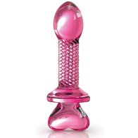 Icicles No. 82 Ribbed Glass Butt Plug Pink