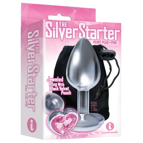 The Silver Starter Bejeweled Heart Stainless Steel Plug - Pink