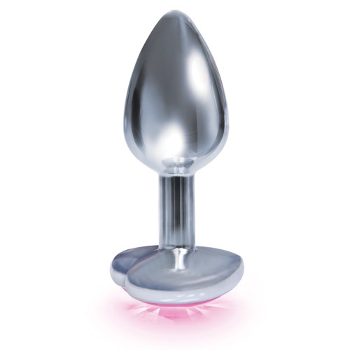 The Silver Starter Bejeweled Heart Stainless Steel Plug - Pink