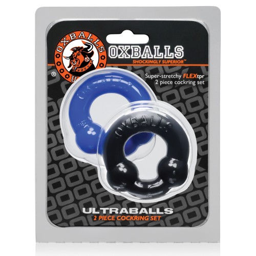 Anillos para el Pene Oxballs Ultraballs Paquete de 2 Negro y Azul Policía