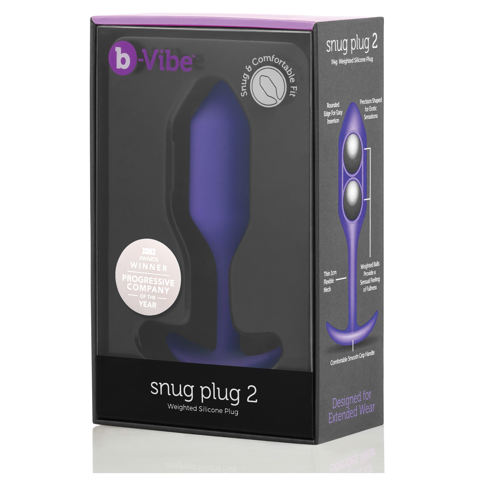 b-Vibe Snug Plug 2 Pesado - 114g Púrpura