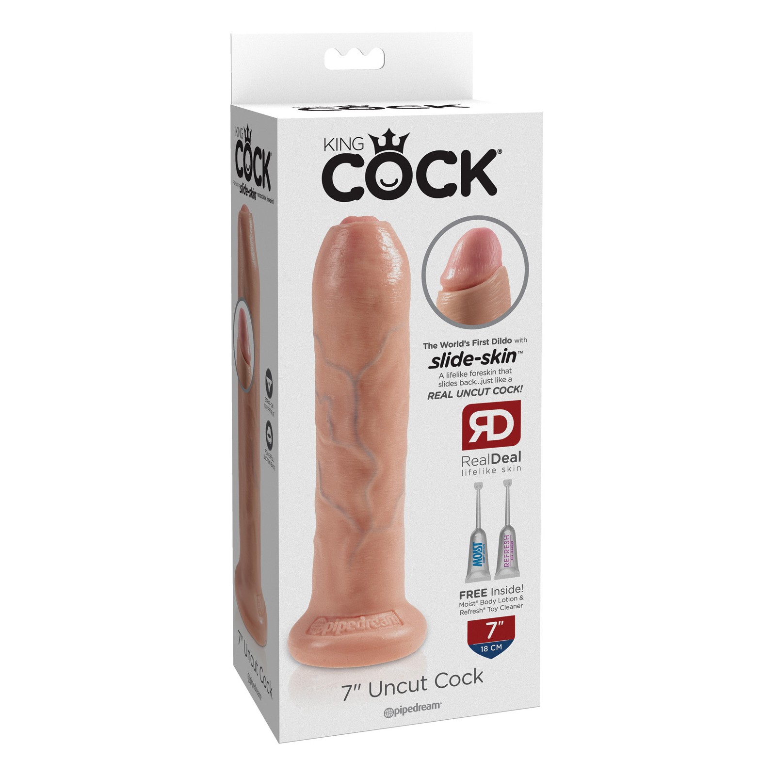 King Cock Uncut Dildo Flesh 7 Inches