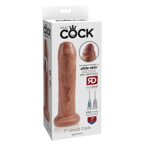 Dildo Sin Circuncisión King Cock de 7 Pulgadas - Marrón