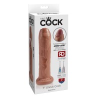 Dildo Sin Circuncisión King Cock de 7 Pulgadas - Marrón