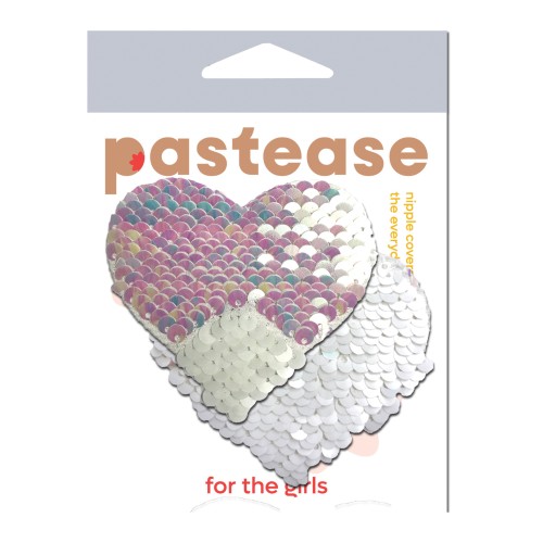 Pastease Premium Color Changing Flip Sequins Heart - Pearl White