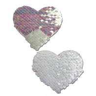 Pastease Premium Color Changing Flip Sequins Heart - Pearl White