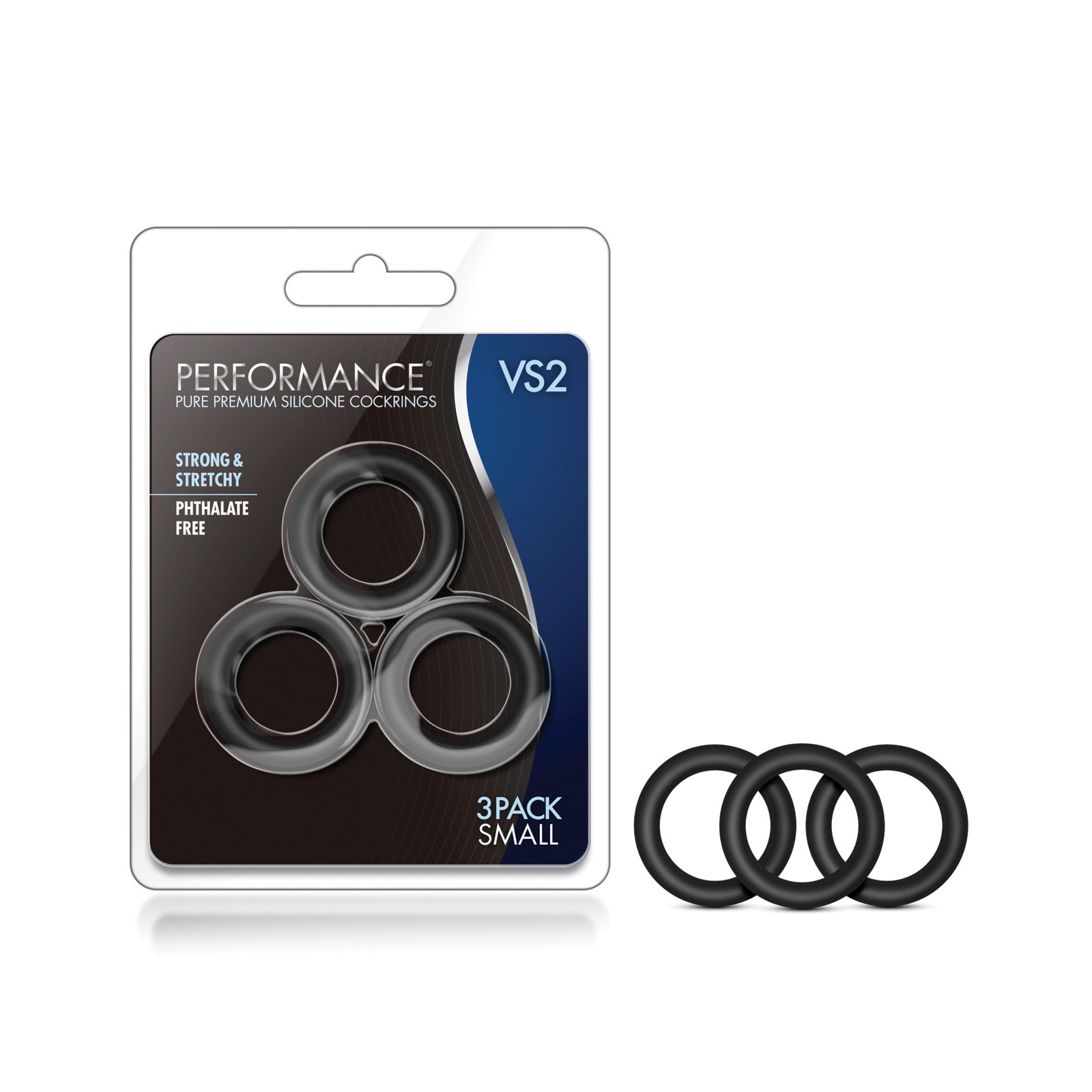 Blush Performance VS2 Pure Premium Silicone Cockrings - Small - Black