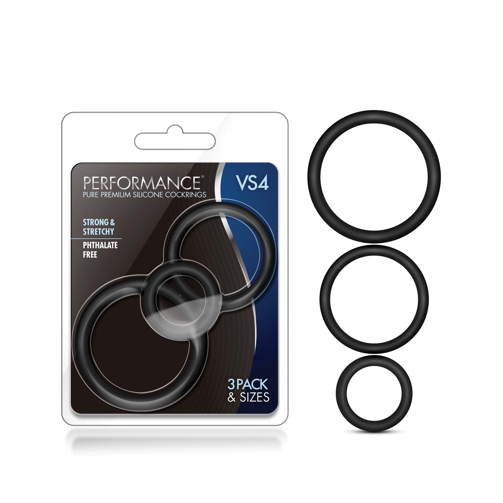 Blush Performance Silicone Cockring Set Black