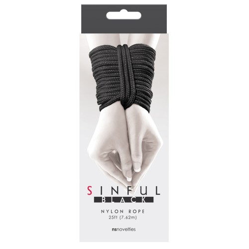 Cuerda de Nylon Sinful de 25 pies Negra