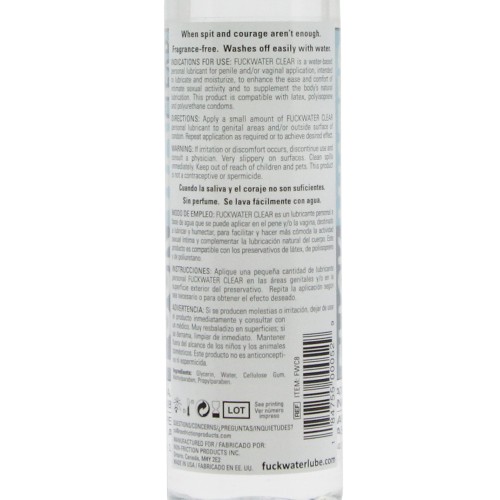 Lubricante Fuck Water Clear H2O - 8 oz