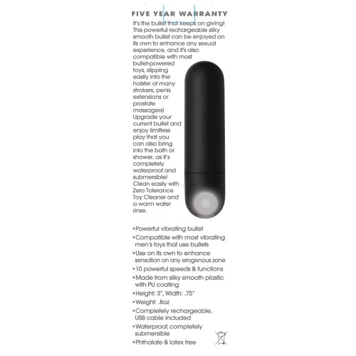 Zer0 Tolerance Powerful Waterproof Bullet - Rechargeable