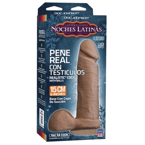 Noches Latinas Ultraskyn Pene Realista de 6" con Testículos - Caramelo