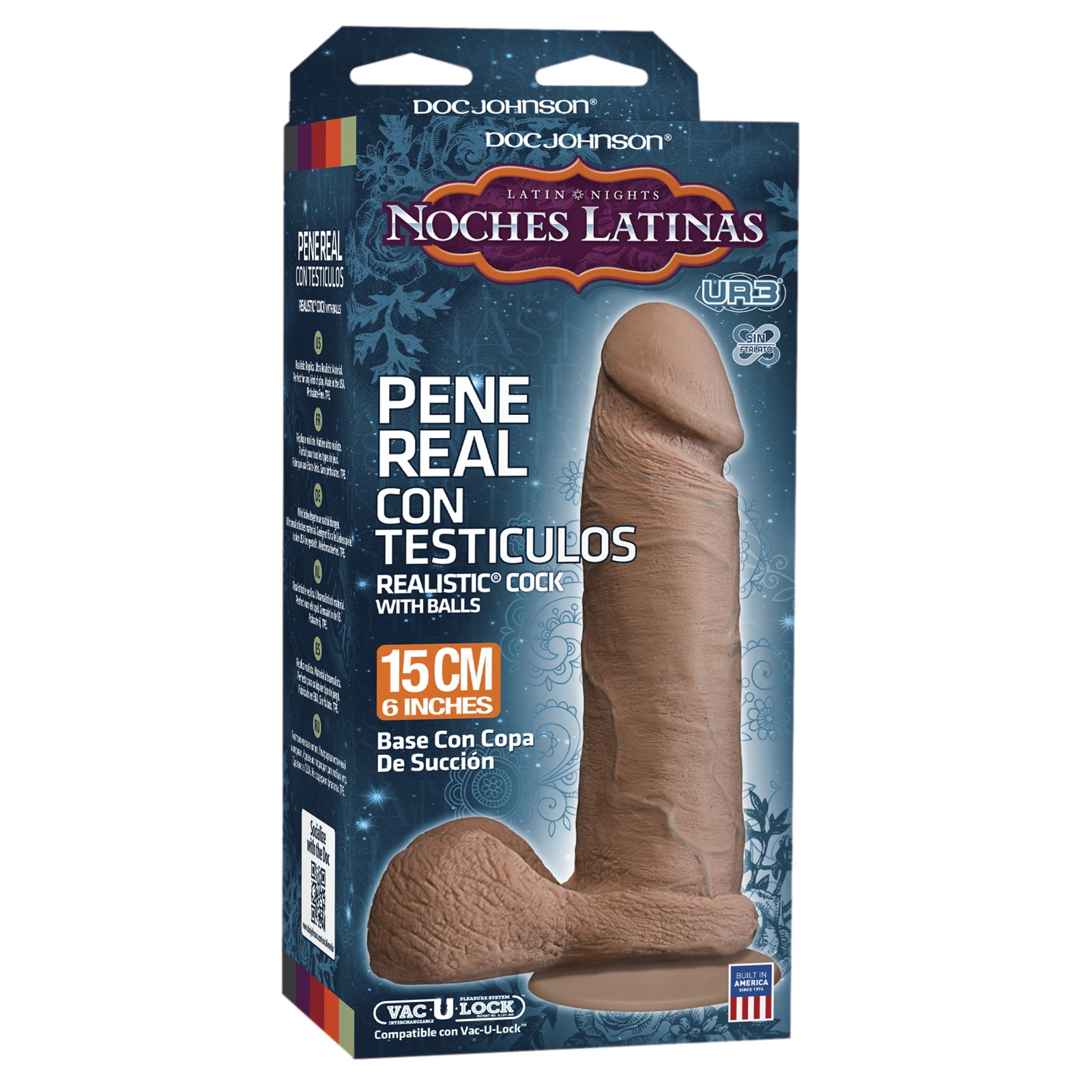 Noches Latinas Ultraskyn Pene Realista de 6" con Testículos - Caramelo