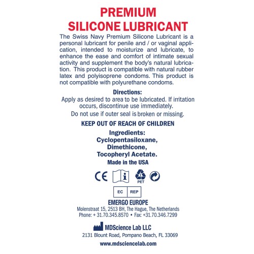 Lubricante de Silicona Swiss Navy para Máxima Comodidad