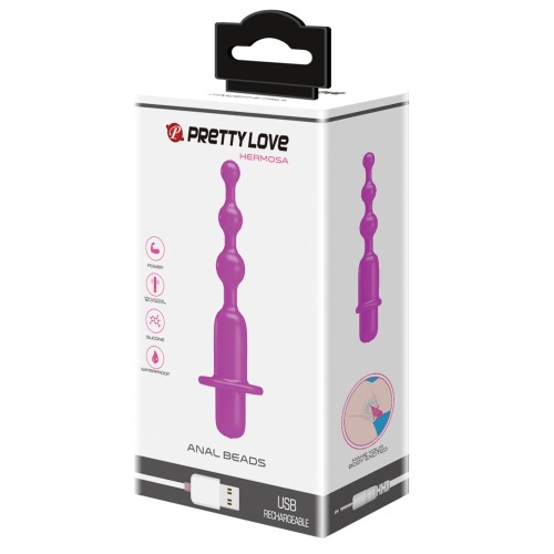 Pretty Love Hermosa Anal Beads Vibrator 12 Function Fuchsia