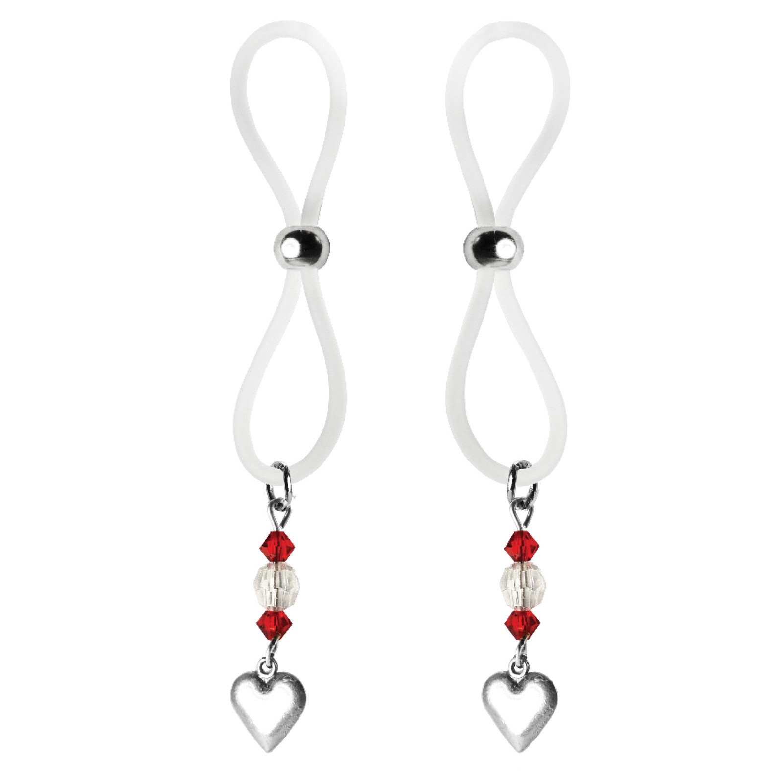 Bijoux de Nip Halos de Pezón con Charm de Corazón Rojo Transparente Oferta