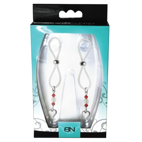 Bijoux de Nip Halos de Pezón con Charm de Corazón Rojo Transparente Oferta