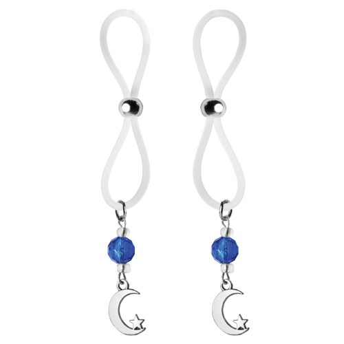 Bijoux de Nip Nipple Halos Moon & Star Charm Blue Clear