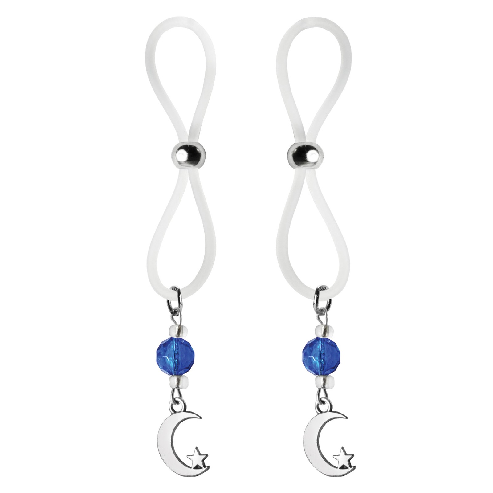 Bijoux de Nip Halo para Pezones Luna y Estrella Azul Transparente