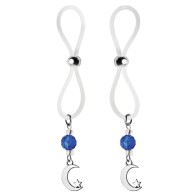 Bijoux de Nip Nipple Halos Moon & Star Charm Blue Clear