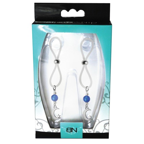 Bijoux de Nip Nipple Halos Moon & Star Charm Blue Clear