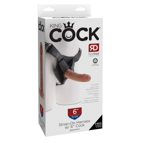 King Cock Strap-On Harness with 6 Inch Tan Cock