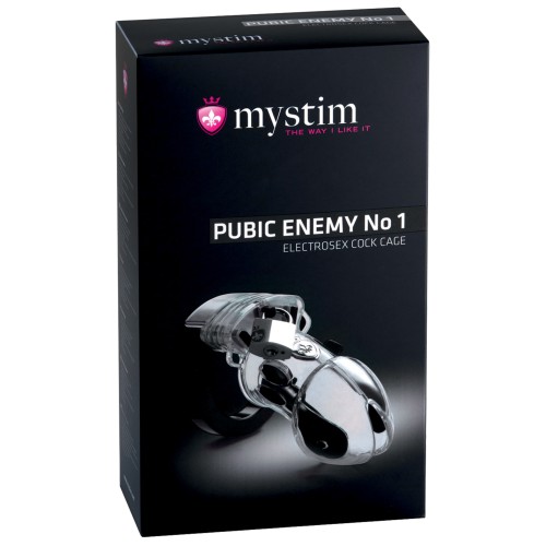 Cárceles Pubic Enemy de Mystim - Transparente con E-Stim