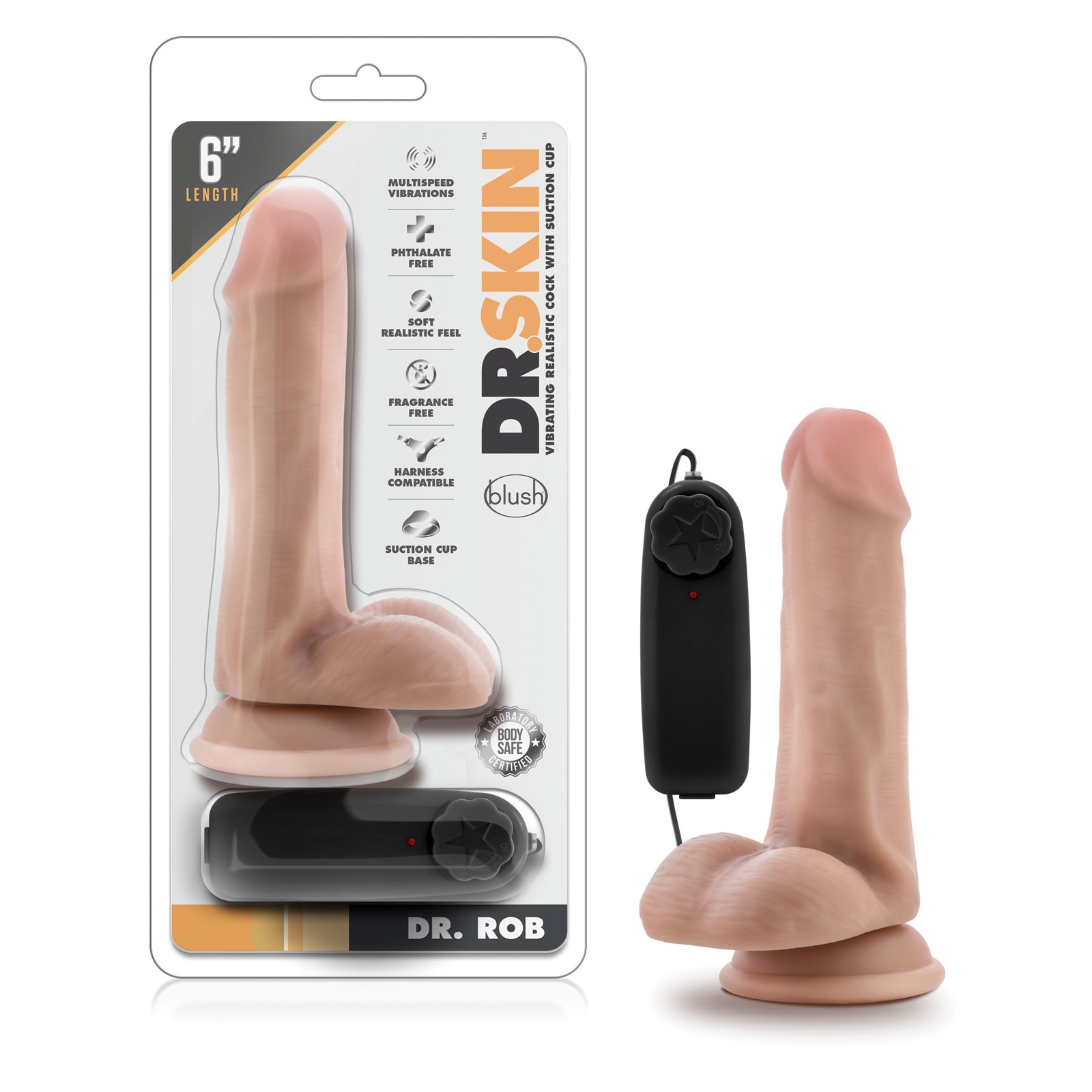 Blush Dr. Skin Dr. Rob 6 inch Cock with Suction Cup - Vanilla