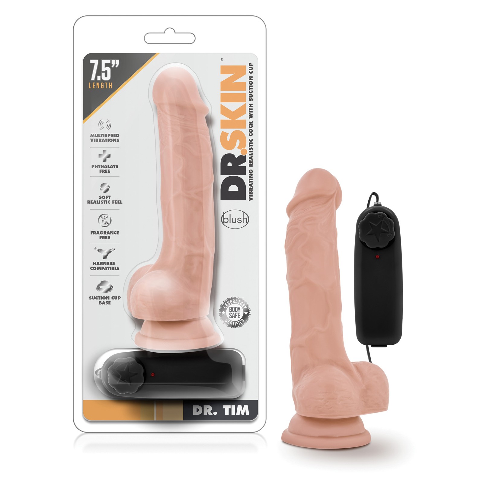 Blush Dr. Skin Dr. Tim 7.5" Vibrating Cock with Suction Cup