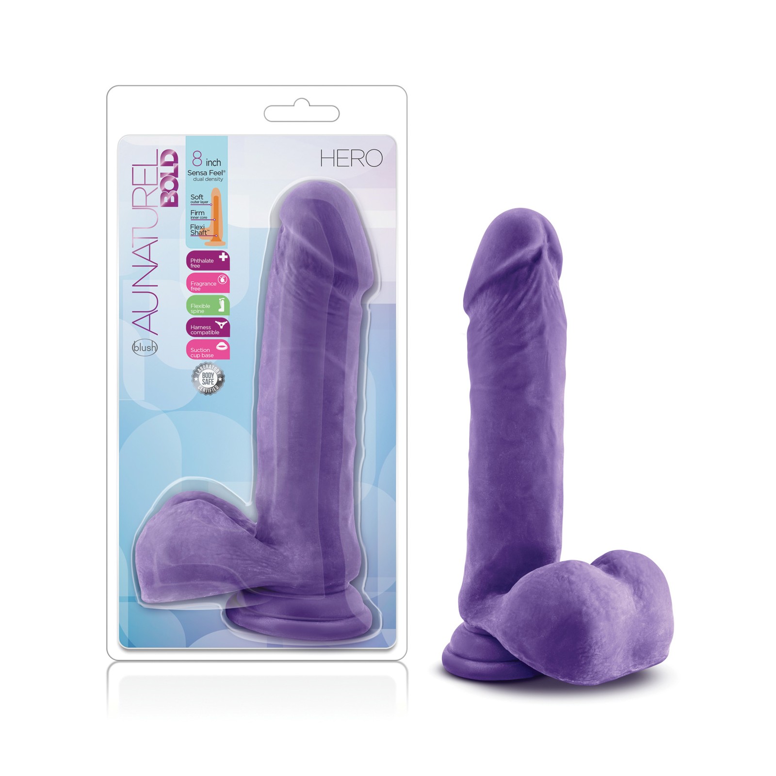 Blush Au Naturel Bold Hero 8 Inch Dildo Purple