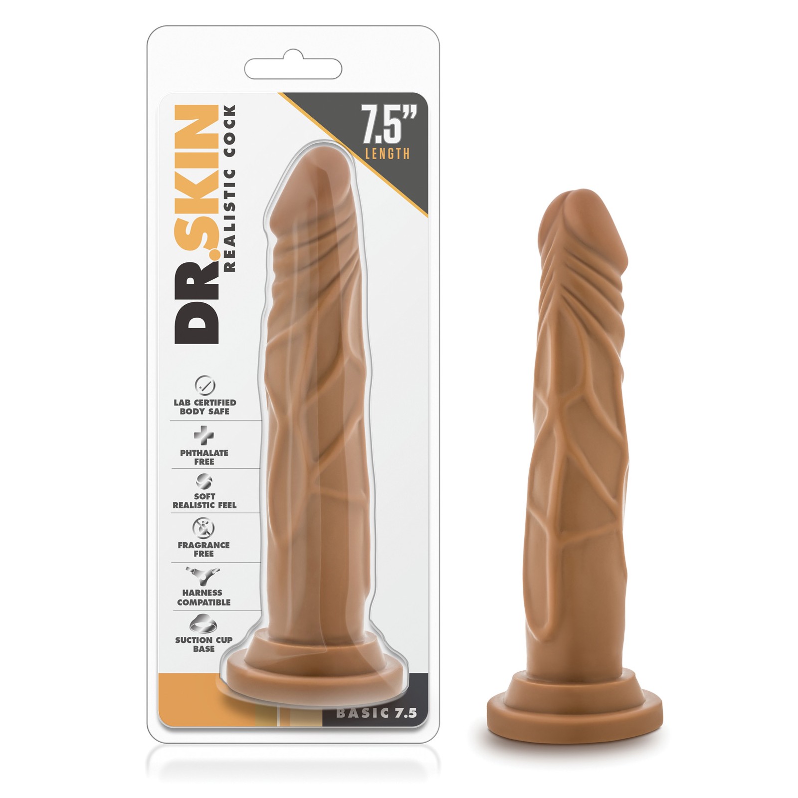 Dildo Realista Dr. Skin Básico 7.5 Pulgadas Mocha