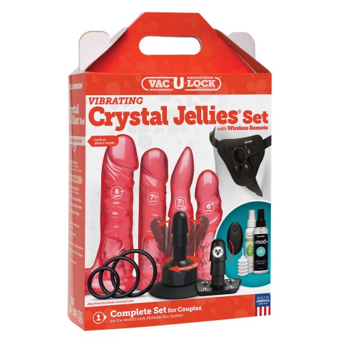 Vac-U-Lock Vibrating Crystal Jellies Set Pink