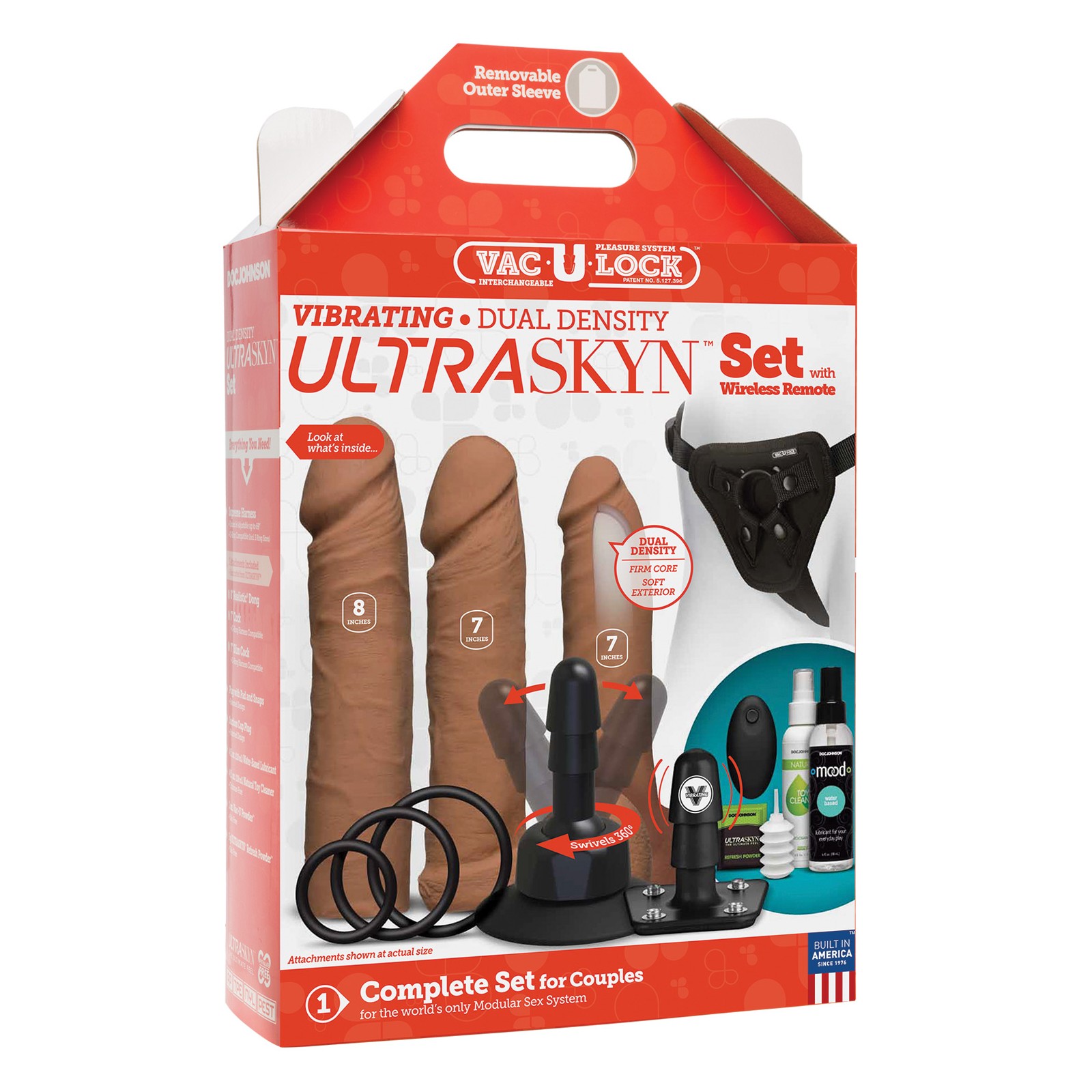 Set Vac-U-Lock Vibrante de Densidad Doble para Placer Strap-On