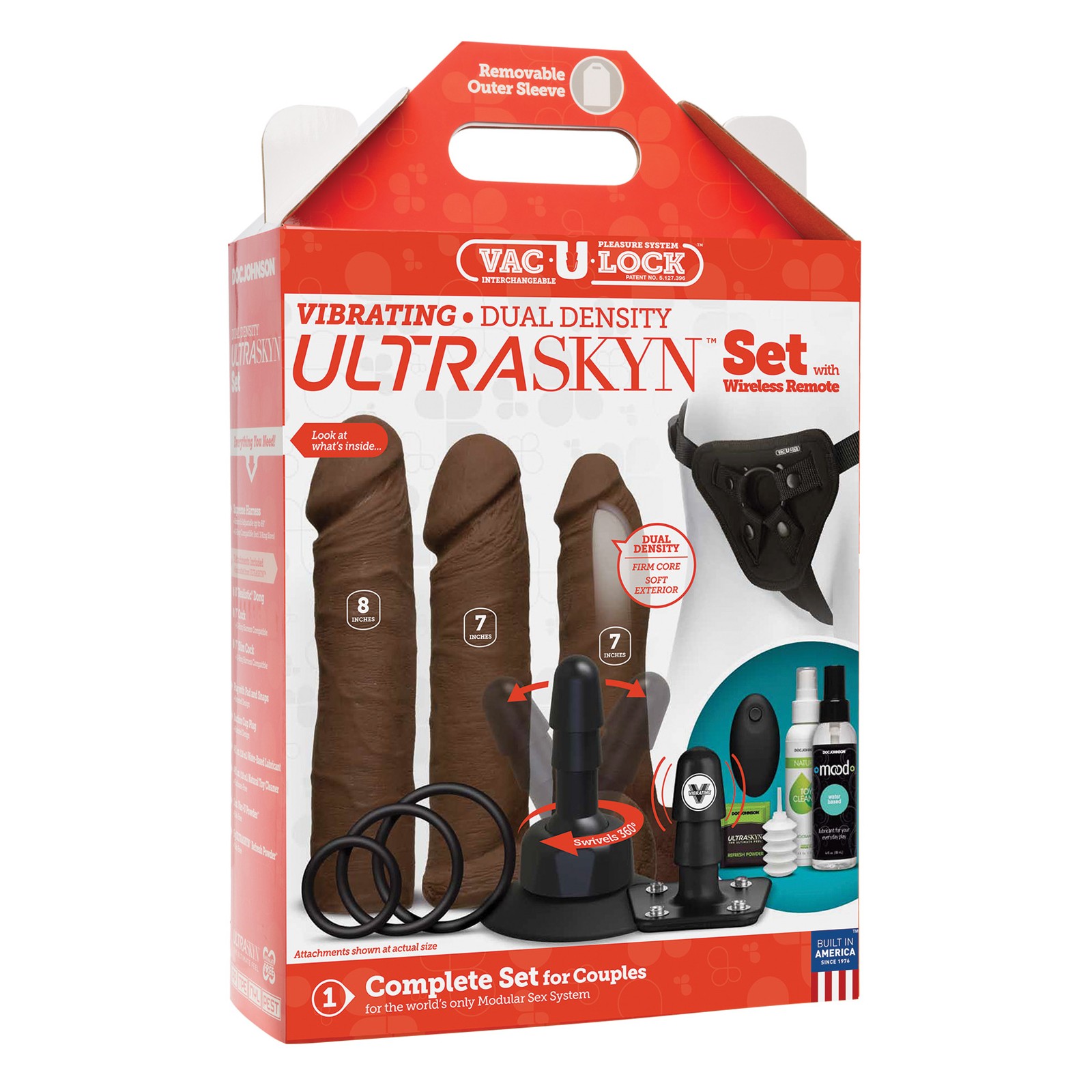 Juego Vac-U-Lock Vibrante de Densidad Doble ULTRASKYN - Chocolate