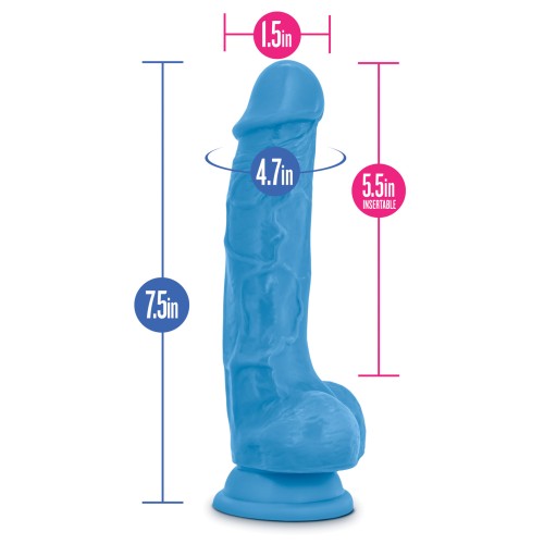 Cock de Densidad Dual 7.5" con Pelotas - Azul Neón