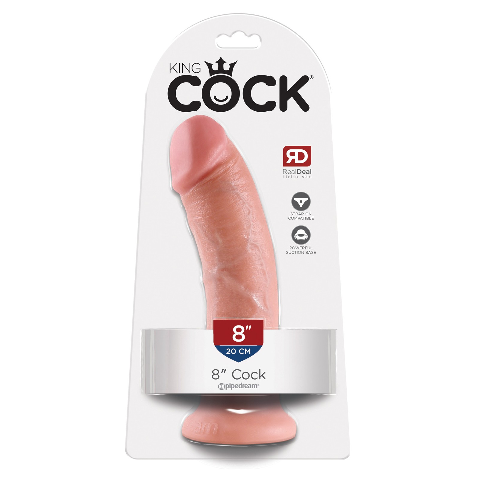 King Cock 8" Realistic Dong with Suction Cup