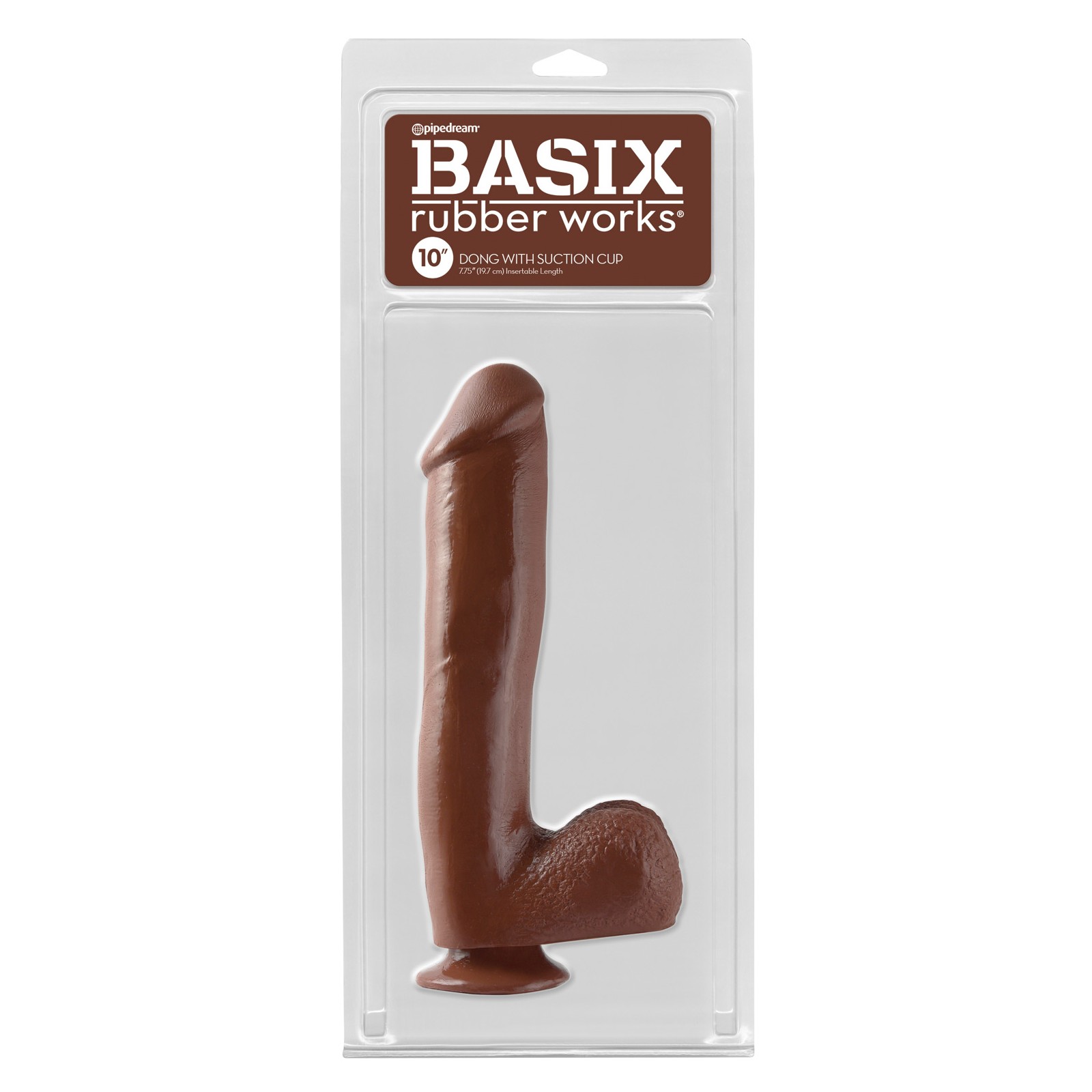 Basix Rubber Works 10" Dong with Suction Cup - Brown