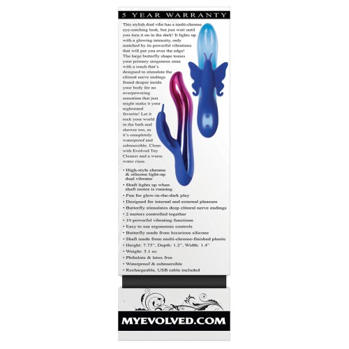 Vibrador Evolved Firefly Doble Estimulación en Azul