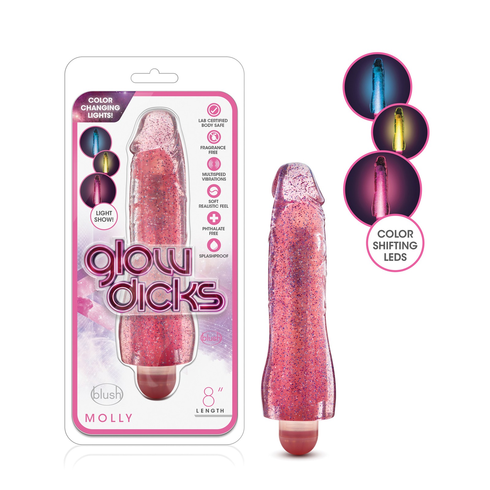 Blush Glow Dicks Glitter Vibrator Molly - Sparkling Pleasure