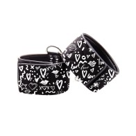 Ouch Love Street Art Ankle Cuffs Black Fashion