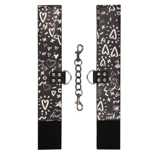 Ouch Love Street Art Ankle Cuffs Black Fashion