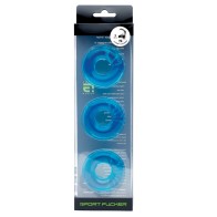 Sport Fucker Chubby Cockring Pack of 3 Ice Blue