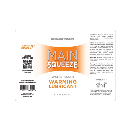 Main Squeeze Warming Water-Based Lubricant