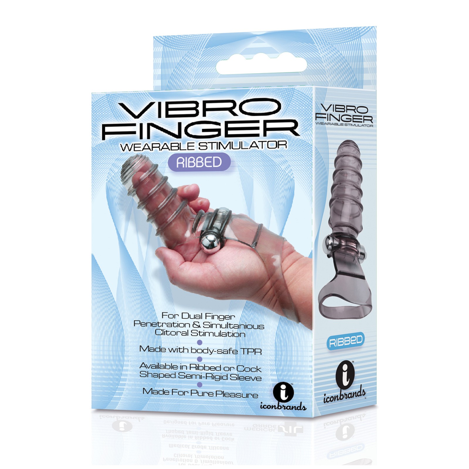 The 9's Vibrofinger Ribbed Finger Massager - Grey