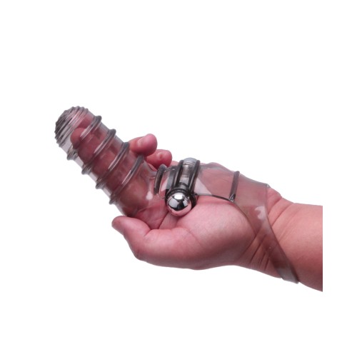 The 9's Vibrofinger Ribbed Finger Massager - Grey